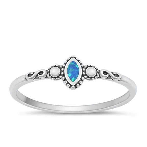 CHOOSE YOUR COLOR Blue Simulated Opal Infinity Ring .925 Sterling Silver Band CZ Female Size 4