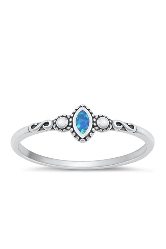 CHOOSE YOUR COLOR Blue Simulated Opal Infinity Ring .925 Sterling Silver Band CZ Female Size 4