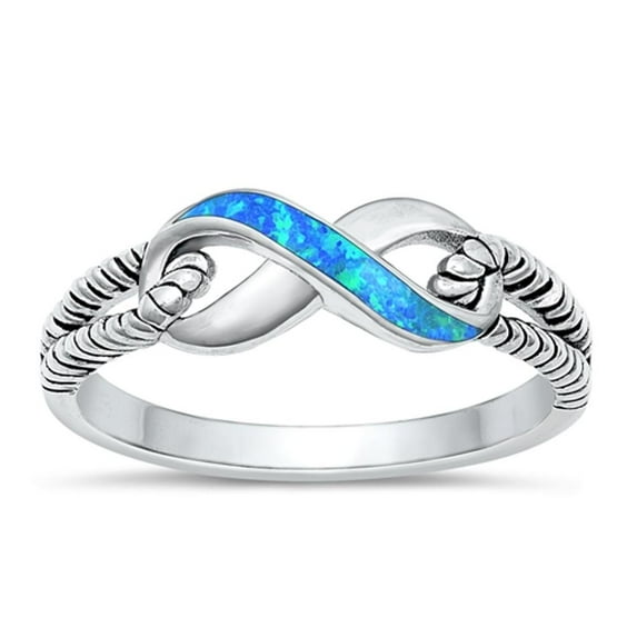 CHOOSE YOUR COLOR Blue Simulated Opal Infinity Wholesale Ring .925 Sterling Silver Band CZ Female Size 6