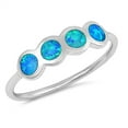 thumbnail image 1 of CHOOSE YOUR COLOR Blue Simulated Opal Knuckle Delicate Dainty Ring .925 Sterling Silver Band CZ Female Size 4, 1 of 4
