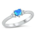 thumbnail image 1 of CHOOSE YOUR COLOR Blue Simulated Opal Love Promise Ring .925 Sterling Silver Band White CZ Female Size 10, 1 of 4