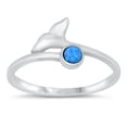 thumbnail image 1 of CHOOSE YOUR COLOR Blue Simulated Opal Mermaid Whale Tail Ring .925 Sterling Silver Band CZ Female Size 4, 1 of 4