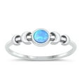 thumbnail image 1 of CHOOSE YOUR COLOR Blue Simulated Opal Moon Ring .925 Sterling Silver Band CZ Female Size 9, 1 of 4