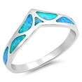 thumbnail image 1 of CHOOSE YOUR COLOR Blue Simulated Opal Mosaic Chevron Thumb Ring .925 Sterling Silver Band CZ Female Size 7, 1 of 4