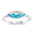 thumbnail image 1 of CHOOSE YOUR COLOR Blue Simulated Opal Ocean Wave Water Nature Ring .925 Sterling Silver Band CZ Female Size 7, 1 of 4