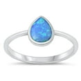 thumbnail image 1 of CHOOSE YOUR COLOR Blue Simulated Opal Pear Ring .925 Sterling Silver Band CZ Female Size 5, 1 of 4