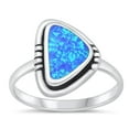 thumbnail image 1 of CHOOSE YOUR COLOR Blue Simulated Opal Promise Ring .925 Sterling Silver Postmodern Band CZ Female Size 9, 1 of 4