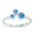 thumbnail image 1 of CHOOSE YOUR COLOR Blue Simulated Opal Ring .925 Sterling Silver Abstract Band CZ Female Size 5, 1 of 4