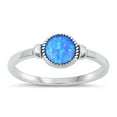 thumbnail image 1 of CHOOSE YOUR COLOR Blue Simulated Opal Ring .925 Sterling Silver Bali Band CZ Female Size 8, 1 of 4