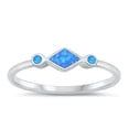thumbnail image 1 of CHOOSE YOUR COLOR Blue Simulated Opal Ring .925 Sterling Silver Band CZ Jewelry Female Size 9, 1 of 4