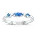 thumbnail image 1 of CHOOSE YOUR COLOR Blue Simulated Opal Ring .925 Sterling Silver Chic Band CZ Female Size 6, 1 of 4