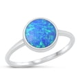 thumbnail image 1 of CHOOSE YOUR COLOR Blue Simulated Opal Ring .925 Sterling Silver Circle Band CZ Female Size 7, 1 of 4