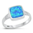 thumbnail image 1 of CHOOSE YOUR COLOR Blue Simulated Opal Ring 925 Sterling Silver Cocktail Band CZ Female Size 7, 1 of 4