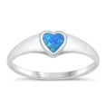 thumbnail image 1 of CHOOSE YOUR COLOR Blue Simulated Opal Ring .925 Sterling Silver Heart Love Band CZ Female Size 5, 1 of 4