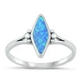 thumbnail image 1 of CHOOSE YOUR COLOR Blue Simulated Opal Ring .925 Sterling Silver Marquise Band CZ Female Size 10, 1 of 4