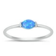 thumbnail image 1 of CHOOSE YOUR COLOR Blue Simulated Opal Ring .925 Sterling Silver Minimalist Band CZ Female Size 6, 1 of 4