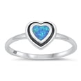 thumbnail image 1 of CHOOSE YOUR COLOR Blue Simulated Opal Ring .925 Sterling Silver Pulsating Heart Band CZ Female Size 10, 1 of 4