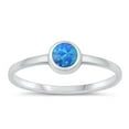 thumbnail image 1 of CHOOSE YOUR COLOR Blue Simulated Opal Ring .925 Sterling Silver Solitaire Band CZ Female Size 10, 1 of 4