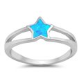thumbnail image 1 of CHOOSE YOUR COLOR Blue Simulated Opal Solitaire Star Ring .925 Sterling Silver Band CZ Female Size 9, 1 of 4