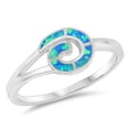 thumbnail image 1 of CHOOSE YOUR COLOR Blue Simulated Opal Spiral Dainty Girl's Ring 925 Sterling Silver Band CZ Female Size 10, 1 of 4