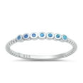 thumbnail image 1 of CHOOSE YOUR COLOR Blue Simulated Opal Stacking Ring .925 Sterling Silver Band CZ Female Size 6, 1 of 4