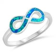 thumbnail image 1 of CHOOSE YOUR COLOR Blue Simulated Opal Twisted Infinity Knot Ring 925 Sterling Silver Band CZ Female Size 8, 1 of 4