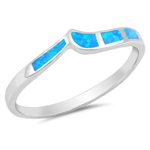 CHOOSE YOUR COLOR Blue Simulated Opal Wave Chevron Thumb Ring Sterling Silver Band CZ Female Size 9