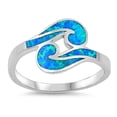 thumbnail image 1 of CHOOSE YOUR COLOR Blue Simulated Opal Wave Knot Eye Loop Ring .925 Sterling Silver Band CZ Female Size 5, 1 of 4