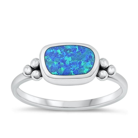 CHOOSE YOUR COLOR Blue Simulated Opal Wholesale Bali Ring .925 Sterling Silver Band CZ Female Size 10