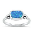 thumbnail image 1 of CHOOSE YOUR COLOR Blue Simulated Opal Wholesale Bali Ring .925 Sterling Silver Band CZ Female Size 8, 1 of 4