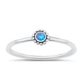 thumbnail image 1 of CHOOSE YOUR COLOR Blue Simulated Opal Wholesale Ring 925 Sterling Silver Bali Flower Band CZ Female Size 8, 1 of 4