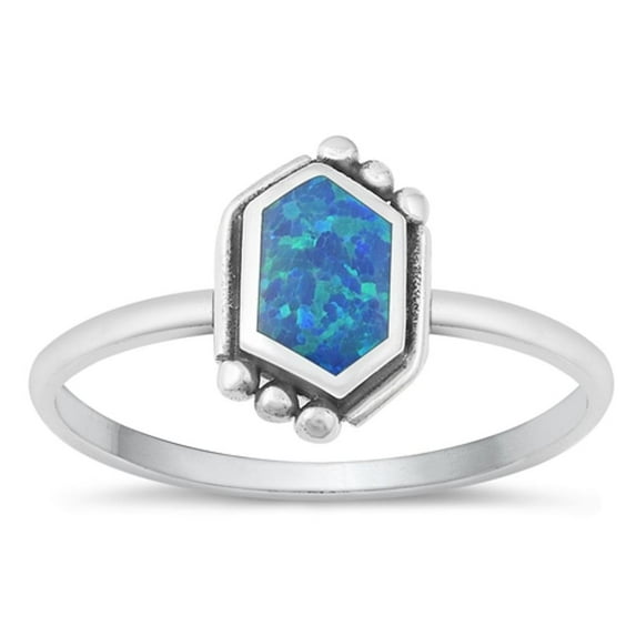 CHOOSE YOUR COLOR Blue Simulated Opal Wholesale Ring .925 Sterling Silver Bali Style Band CZ Female Size 4