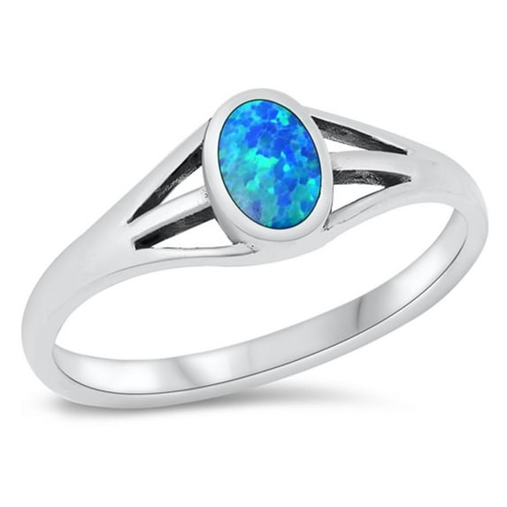 CHOOSE YOUR COLOR Blue Simulated Opal Wholesale Ring .925 Sterling Silver Band CZ Female Size 8