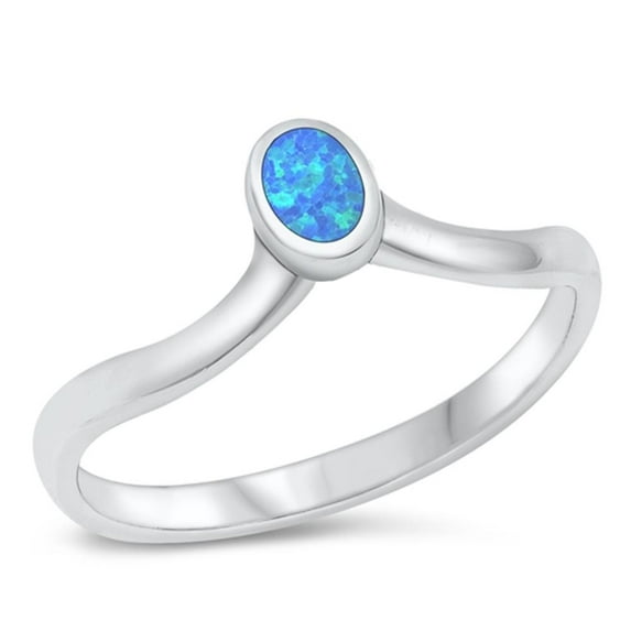 CHOOSE YOUR COLOR Blue Simulated Opal Wholesale Ring .925 Sterling Silver Band CZ Female Size 8