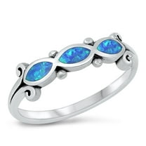 CHOOSE YOUR COLOR Blue Simulated Opal Wholesale Ring .925 Sterling Silver Band CZ Female Size 8