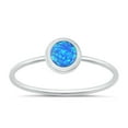 thumbnail image 1 of CHOOSE YOUR COLOR Blue Simulated Opal Wholesale Ring .925 Sterling Silver Minimalist Band CZ Female Size 4, 1 of 4