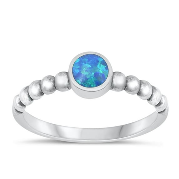 CHOOSE YOUR COLOR Blue Simulated Opal Wholesale Ring .925 Sterling Silver Round Band CZ Female Size 6