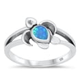 thumbnail image 1 of CHOOSE YOUR COLOR Blue Simulated Opal Wholesale Sea Turtle Ring .925 Sterling Silver Band CZ Female Size 10, 1 of 4