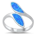 thumbnail image 1 of CHOOSE YOUR COLOR Blue Simulated Opal Wrap Ring .925 Sterling Silver Band CZ Female Size 5, 1 of 4