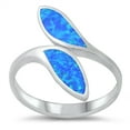 thumbnail image 1 of CHOOSE YOUR COLOR Blue Simulated Opal Wrap Ring .925 Sterling Silver Band CZ Female Size 6, 1 of 4