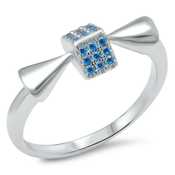 CHOOSE YOUR COLOR Blue Simulated Sapphire Dice Cube Ring .925 Sterling Silver Toe Band CZ Female Size 3.5