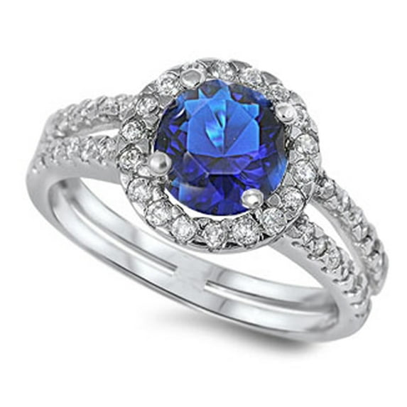 CHOOSE YOUR COLOR Blue Simulated Sapphire Elegant Ring .925 Sterling Silver Band CZ Female Size 10
