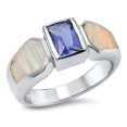 thumbnail image 1 of CHOOSE YOUR COLOR Blue Simulated Sapphire Elegant Ring .925 Sterling Silver Band CZ Female Size 7, 1 of 4