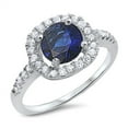 thumbnail image 1 of CHOOSE YOUR COLOR Blue Simulated Sapphire Elegant Solitaire Halo Ring 925 Sterling Silver Band CZ Female Size 5, 1 of 4