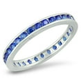 thumbnail image 1 of CHOOSE YOUR COLOR Blue Simulated Sapphire Elegant Thumb Ring .925 Sterling Silver Band CZ Female Size 10, 1 of 4