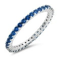 thumbnail image 1 of CHOOSE YOUR COLOR Blue Simulated Sapphire Eternity Ring .925 Sterling Silver Thumb Band CZ Female Size 7, 1 of 4