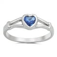 thumbnail image 1 of CHOOSE YOUR COLOR Blue Simulated Sapphire Heart Promise Ring .925 Sterling Silver Band CZ Female Size 1, 1 of 4