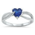 thumbnail image 1 of CHOOSE YOUR COLOR Blue Simulated Sapphire Heart Promise Ring 925 Sterling Silver Infinity Band CZ Female Size 5, 1 of 4
