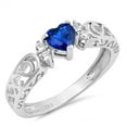 thumbnail image 1 of CHOOSE YOUR COLOR Blue Simulated Sapphire Heart Solitaire Ring .925 Sterling Silver Band CZ Female Size 10, 1 of 4