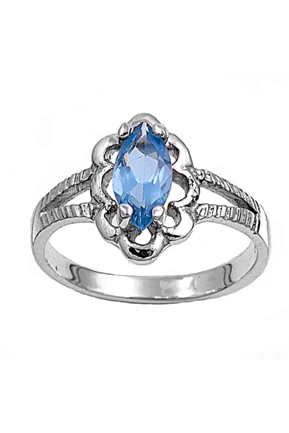 CHOOSE YOUR COLOR Blue Simulated Sapphire Oval Ring 925 Sterling Silver Band CZ Female Size 6